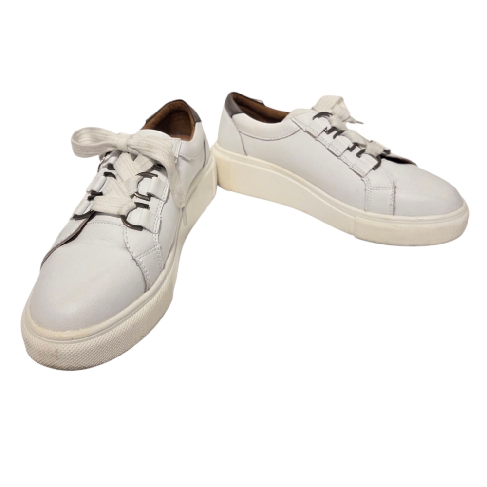 White Leather Sneakers with Laces By Bay Lane Sz 8